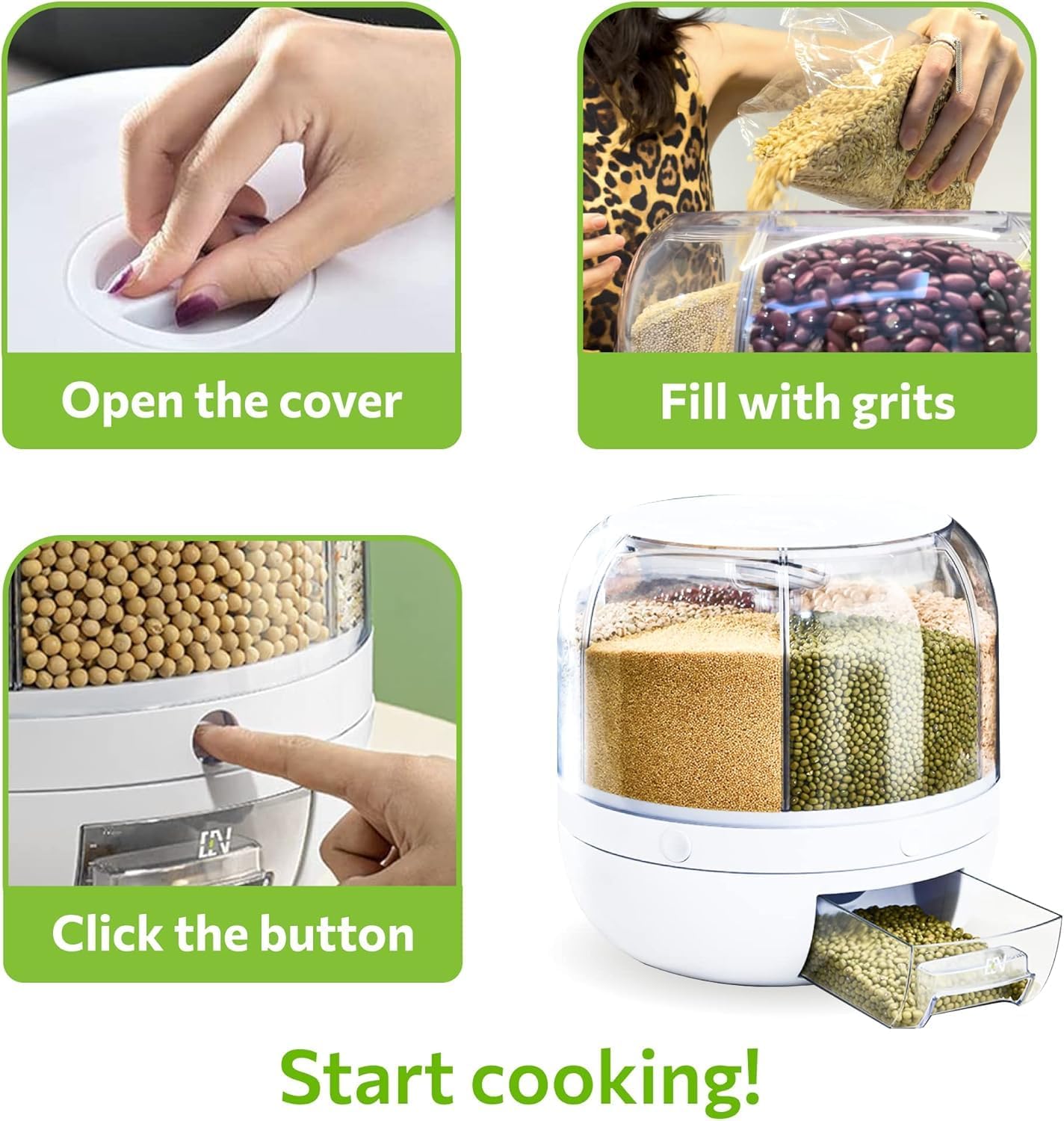 Food Dispenser 6-Grid Storage Container